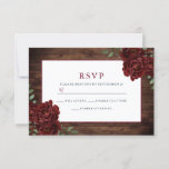 Rustic Romantic Burgundy Roos Wedding RSVP Kaartje<br><div class="desc">RSVP Zie uitnodiging en collectie</div>