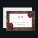 Rustic Romantic Burgundy Roos Wedding RSVP Kaartje<br><div class="desc">RSVP Zie uitnodiging en collectie</div>