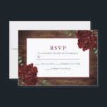 Rustic Romantic Burgundy Roos Wedding RSVP Kaartje<br><div class="desc">RSVP Zie uitnodiging en collectie</div>