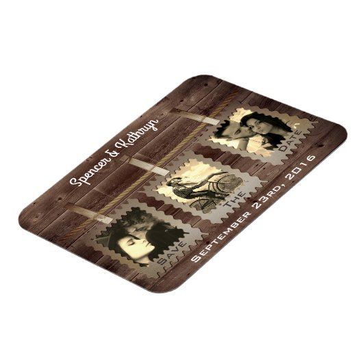 Rustic, Romantic en "Save the Date" Weddenschap Magneet (Linkerzijde)