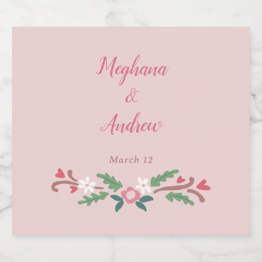 Rustic Romantic Floral Bunch  Sparkling Wijnetiket (Enkel label)