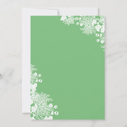 Rustic Romantic Floral grass Green Wedding Invites Kaart (Achterkant)