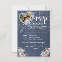 Rustic Romantic Floral Photo Wedding RSVP Kaartje