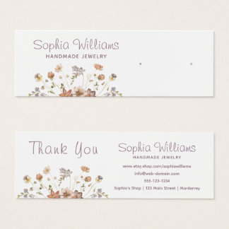 Rustic Romantic Flowers stud Earring display card Mini Visitekaartjes