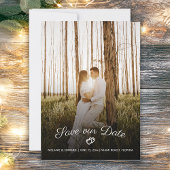 Rustic Romantic Hearts Wedding Save Date Foto Kaart