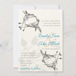 Rustic Romantic Hummingbird Kiss Love BirdWedding Kaart