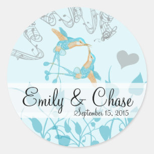 Rustic Romantic Hummingbird Kiss Love BirdWedding Ronde Sticker