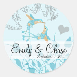 Rustic Romantic Hummingbird Kiss Love BirdWedding Ronde Sticker