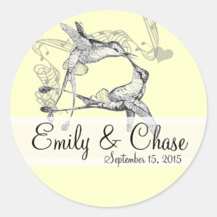Rustic Romantic Hummingbird Kiss Love BirdWedding Ronde Sticker