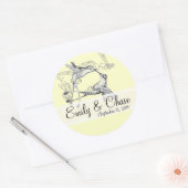 Rustic Romantic Hummingbird Kiss Love BirdWedding Ronde Sticker (Envelop)