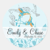 Rustic Romantic Hummingbird Kiss Love BirdWedding Ronde Sticker (Voorkant)