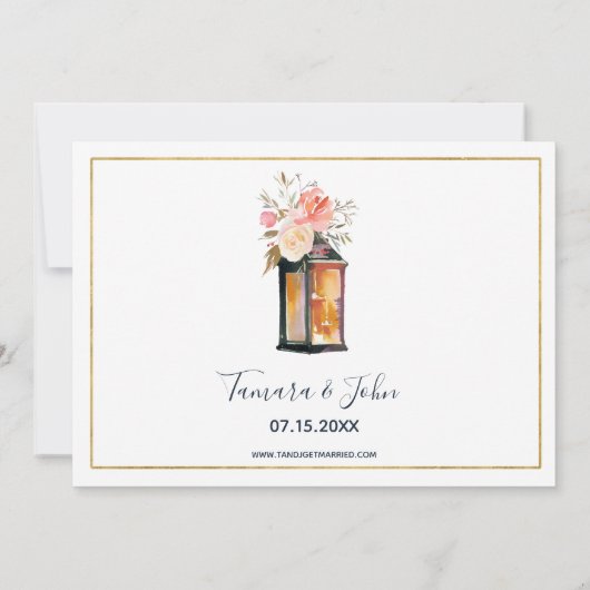Rustic Romantic Lantern Roos Gold Vrijgezellenfees Kaart (Achterkant)