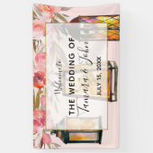 Rustic Romantic Lantern Roos Gold Wedding Spandoek (Verticaal)