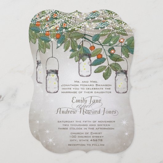 Rustic Romantic Mason Jar Blauwgroen Aqua Coral Kaart (Voorkant / Achterkant)