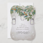 Rustic Romantic Mason Jar Blauwgroen Aqua Coral Kaart (Achterkant)