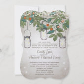 Rustic Romantic Mason Jar Blauwgroen Aqua Coral Kaart (Voorkant)