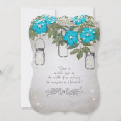 Rustic Romantic Mason Jar Blauwgroen Aqua Kaart (Achterkant)