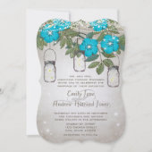 Rustic Romantic Mason Jar Blauwgroen Aqua Kaart (Voorkant)