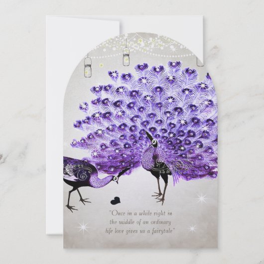Rustic Romantic Mason Jar Paars Peacock Kaart (Achterkant)