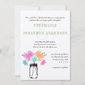 Rustic Romantic Mason Jar Wild Flower Wedding Kaart (Voorkant)