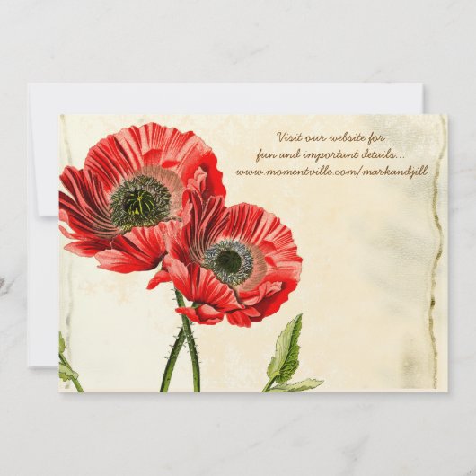 Rustic Romantic Red Poppy Wedding Kaart (Achterkant)