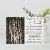 Rustic Romantic Tree Post Wedding Invite Kaart (Staand voorkant)