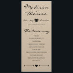 Rustic Romantic Wedding Programme on kraft paper Programmakaart<br><div class="desc">Dit is een leuke toevoeging aan je bruiloft. Zoek naar bijpassend kantoorbenodigdheden,  menu en decoratie in onze winkel!</div>