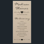 Rustic Romantic Wedding Programme on kraft paper Programmakaart<br><div class="desc">Dit is een leuke toevoeging aan je bruiloft. Zoek naar bijpassend kantoorbenodigdheden,  menu en decoratie in onze winkel!</div>