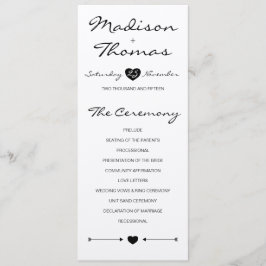 Rustic Romantic Wedding Programme on kraft paper Programmakaart