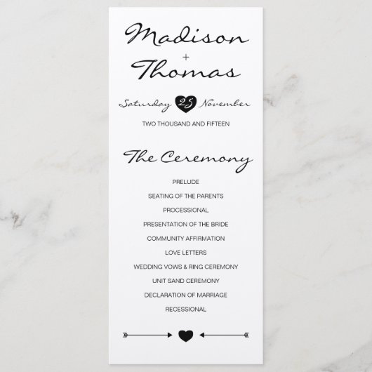 Rustic Romantic Wedding Programme on kraft paper Programmakaart (Voorkant)