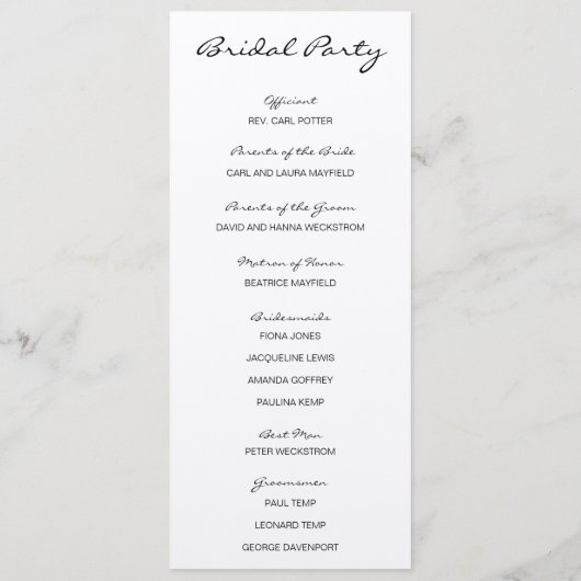 Rustic Romantic Wedding Programme on kraft paper Programmakaart (Achterkant)