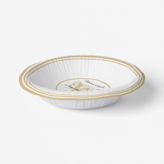 Rustic Romantic White Gold Wedding Chic Monogram Papieren Kommen (Gebogen)