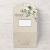 Rustic Romantic White Ranunculus All In One Uitnodiging (Buitenkant)