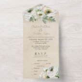Rustic Romantic White Ranunculus All In One Uitnodiging (Binnen)