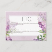 Rustic Romantisch Paarse & Salie Kersengebloem Det Informatiekaartje (Voorkant)