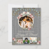 Rustic Romantische 4 Foto Vakantie | Kerstkaart (Voorkant)