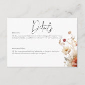 Rustic Rood & Gerst Aquarel Wilde Bloemen Details Informatiekaartje (Voorkant)