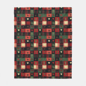 Rustic Rood Groen Geruite Harten Kerst Vakantie Fleece Deken (Voorkant)