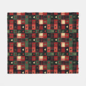 Rustic Rood Groen Geruite Harten Kerst Vakantie Fleece Deken (Voorkant (Horizontaal))