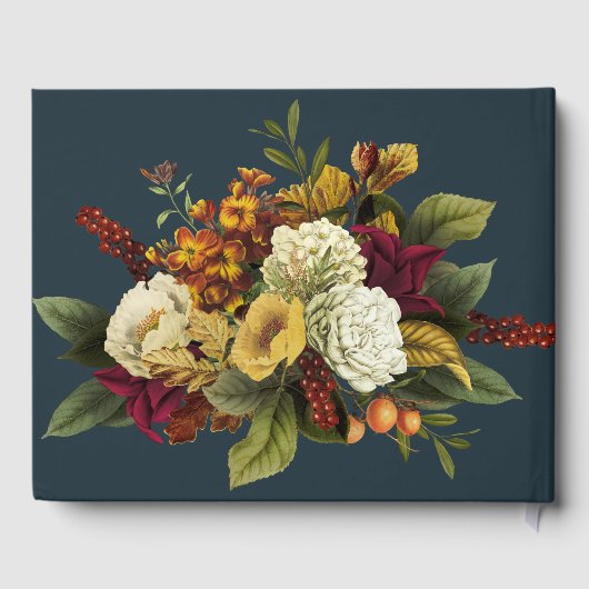 Rustic Rood | Oranje Boho Bloemenboeket Bruiloft Gastenboek (Achterkant)