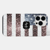 Rustic Rood Wit Blauw Glitters VS vlag Monogram iPhone Hoesje (Achterkant horizontaal)