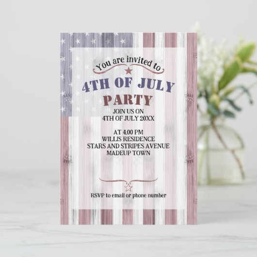 Rustic Rood Wit Blauw Hout VS Vlag Amerika 4 Juli Kaart (Staand voorkant)