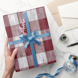 Rustic rood-wit geruit boerderij houten ruitpatroo cadeaupapier