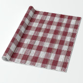 Rustic rood-wit geruit boerderij houten ruitpatroo cadeaupapier (Uitgerold)