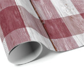 Rustic rood-wit geruit boerderij houten ruitpatroo cadeaupapier (Rol Hoek)
