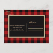 Rustic Rood Zwart Buffalo Geruit Save the Date Aankondigingskaart (Achterkant)