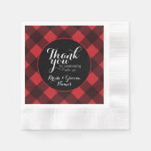 Rustic Rood Zwarte Buffalo Plaid Patroon Bedankt Servetten (Voorkant)