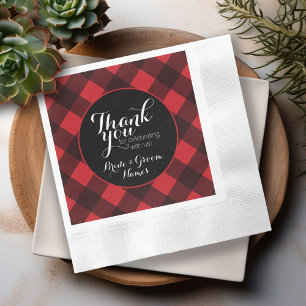 Rustic Rood Zwarte Buffalo Plaid Patroon Bedankt Servetten