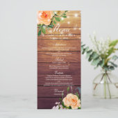 Rustic Roos Floral String Lights Wedding Menu (Staand voorkant)