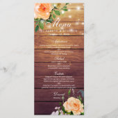 Rustic Roos Floral String Lights Wedding Menu (Voorkant)